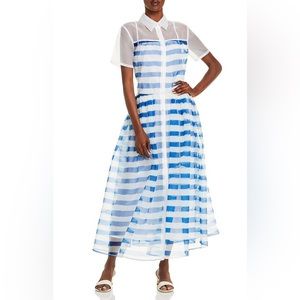 Staud Blue & White Painted Stripe Giulia Dress